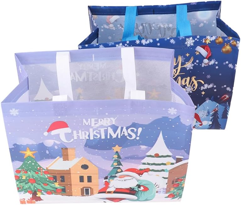 klarako Christmas Gift Bags Santa Elk Snowman Printing Non-woven Waterproof Handbag Merry Xmas Party Supplies 2024 New Year Storage Bag - Image 5
