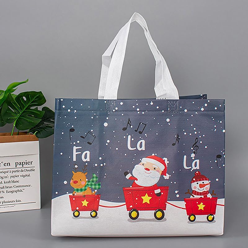 klarako Christmas Gift Bags Santa Elk Snowman Printing Non-woven Waterproof Handbag Merry Xmas Party Supplies 2024 New Year Storage Bag - Image 1