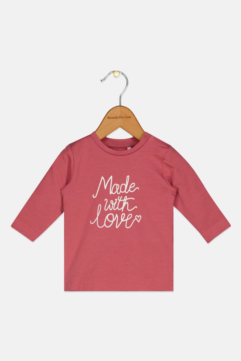 NAME IT Toddlers Girl Graphic Print Long Sleeve Top, Rose Wine - Image 1
