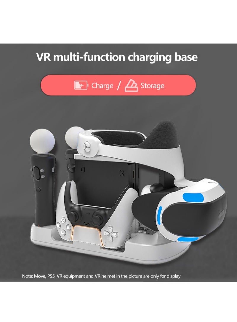 iplay PSVR Charging Stand, with PS5 Controller Charging Station, for Displaying PS VR Headset and Processor, with Led Indicator, 2 Magnetic Clasp and Type-C Cable, White - Image 2