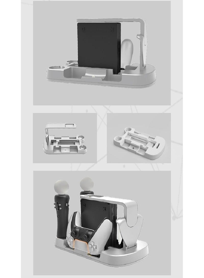 iplay PSVR Charging Stand, with PS5 Controller Charging Station, for Displaying PS VR Headset and Processor, with Led Indicator, 2 Magnetic Clasp and Type-C Cable, White - Image 4