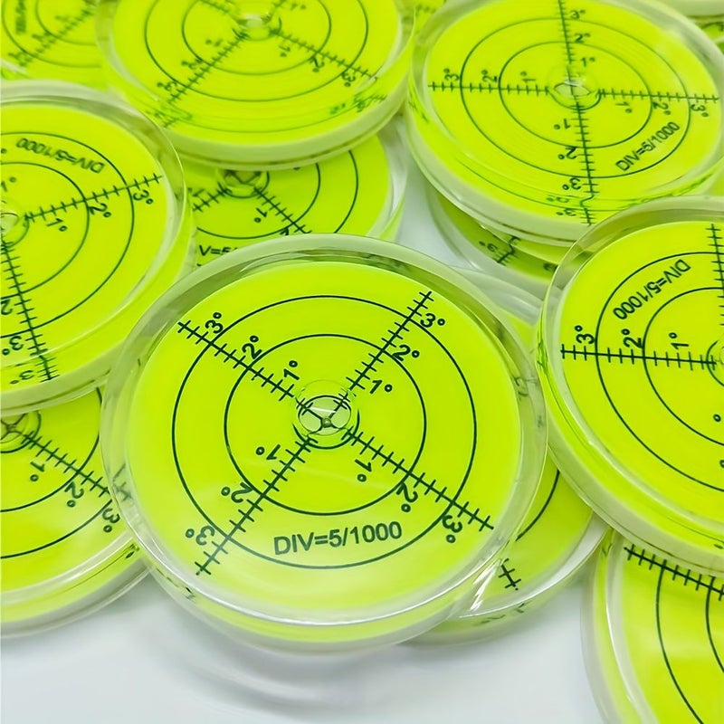 4 Green Bubble Spirit Levels 32x7mm Circular Round Measure Layout Tools - Image 1