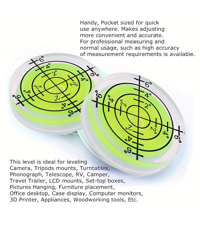 4 Green Bubble Spirit Levels 32x7mm Circular Round Measure Layout Tools - Image 4