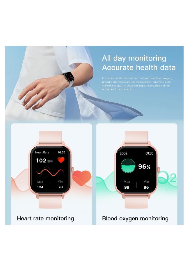 AI Voice Assistant Smart Watch for Women Men, Fitness Trackers with Blood Pressure and Heart Rate Monitor, Adjustable Silicone Straps Smart Watch, Compatible iPhone, Android Phones - Image 2