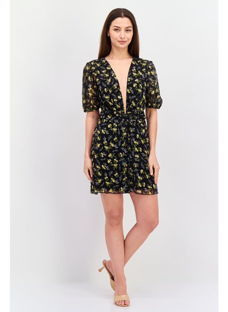 Women Floral Print Belted Mini Dresses, Black Combo - pzsku/ZA44EC0BFBC144DA13645Z/45/_/1737642183/d08a25d0-fcbb-4847-966d-64eb67fe6812