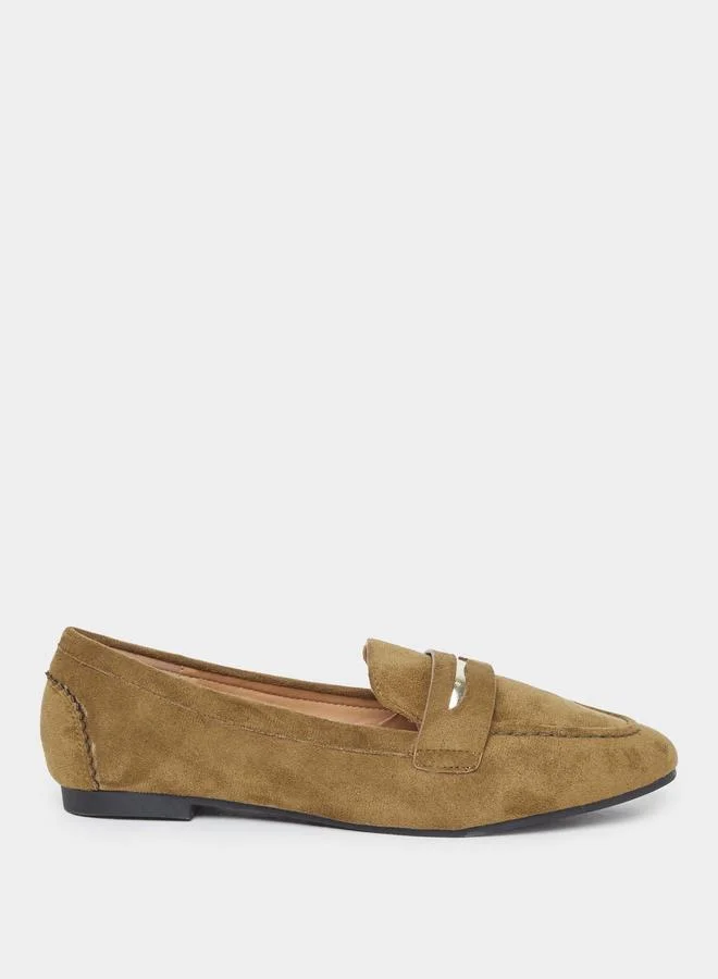 Styli Styli Women Olive Suede Look Loafers
