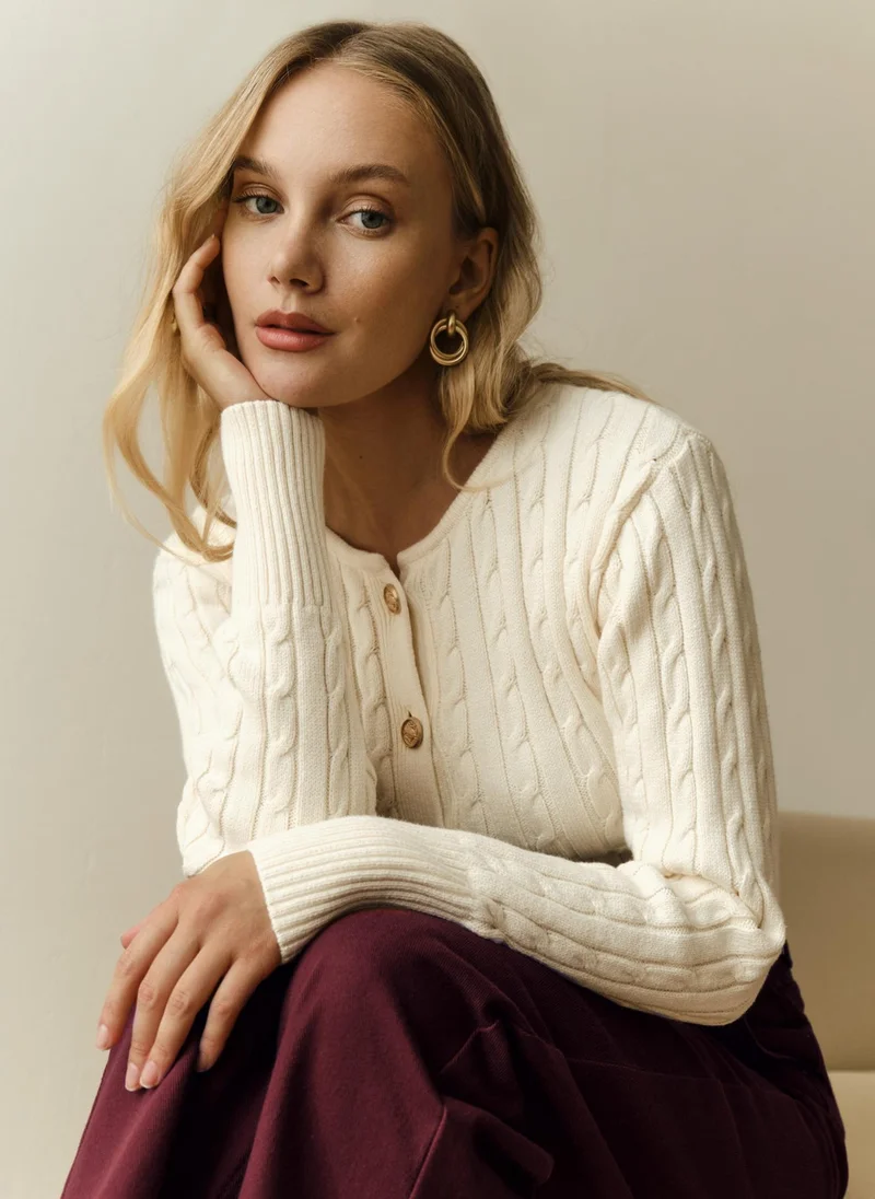 Lichi  Cropped cable-knit cardigan for Women | Best Price UAE
