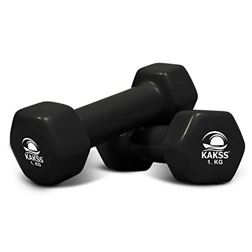 Kakss Cast Iron Vinyl Coated Dumbbells (1+1 Black) - Image 1