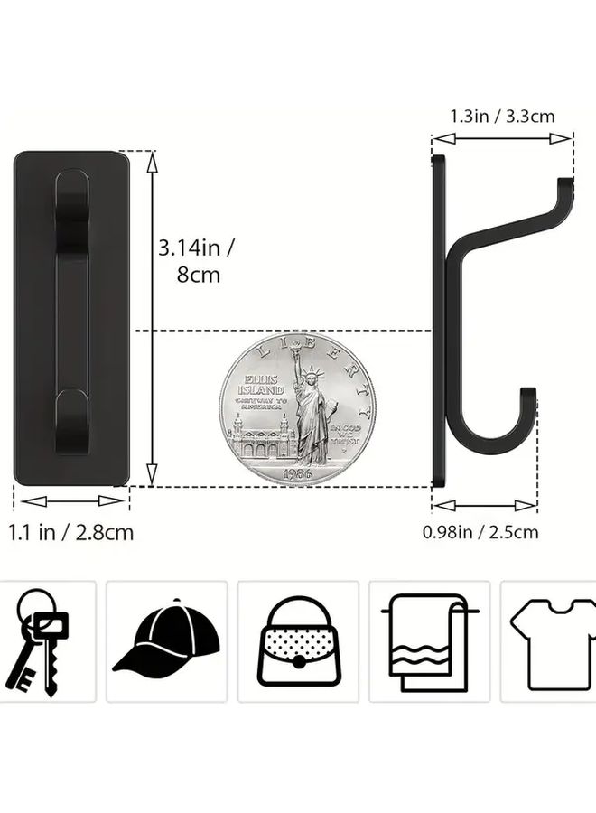 5 Pcs Black Heavy Duty Damage Free Hooks For Towel Coat Bathroom Kitchen Entryway - Image 4