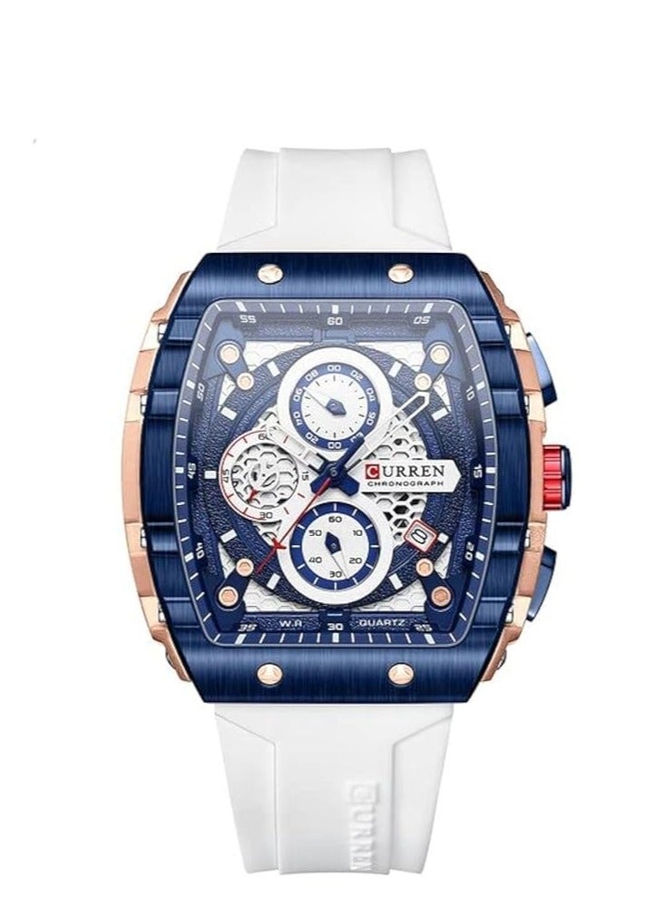 CURREN Men's waterproof chronograph watch with silicone strap, 8442 - Image 1