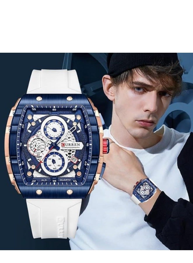 CURREN Men's waterproof chronograph watch with silicone strap, 8442 - Image 2