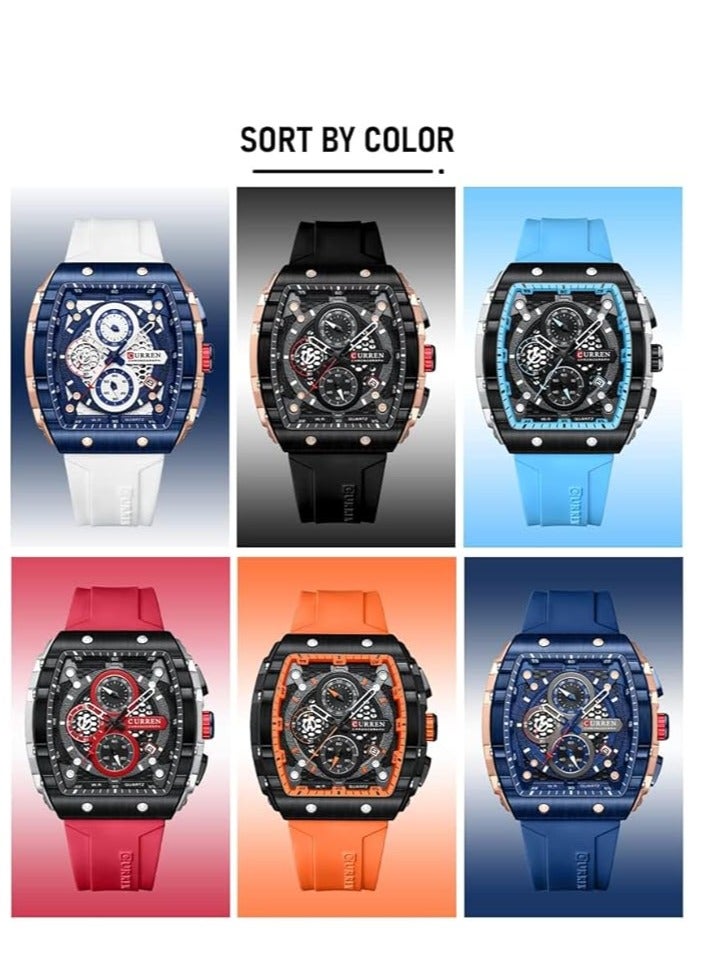 CURREN Men's waterproof chronograph watch with silicone strap, 8442 - Image 3