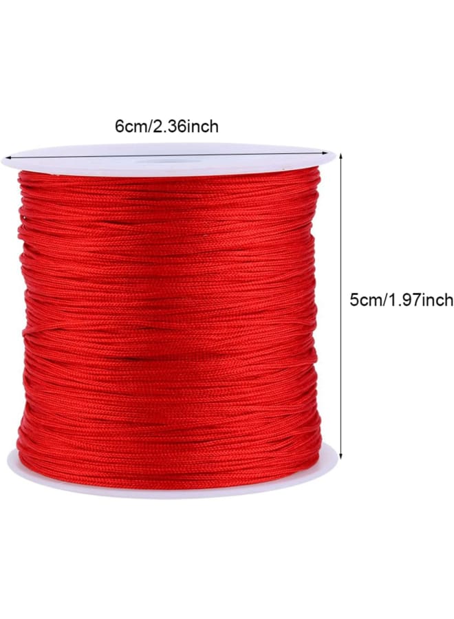 100 متر × 0.8 مم من النايلون بعقدة صينية حبل راتيل مكرامية شامبالا خيط مطرز بعقدة صينية مضفرة (أحمر)
