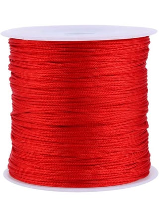 100 متر × 0.8 مم من النايلون بعقدة صينية حبل راتيل مكرامية شامبالا خيط مطرز بعقدة صينية مضفرة (أحمر)