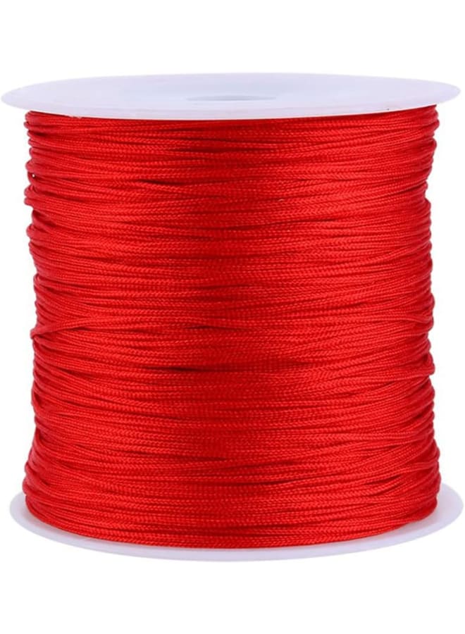 100 متر × 0.8 مم من النايلون بعقدة صينية حبل راتيل مكرامية شامبالا خيط مطرز بعقدة صينية مضفرة (أحمر)