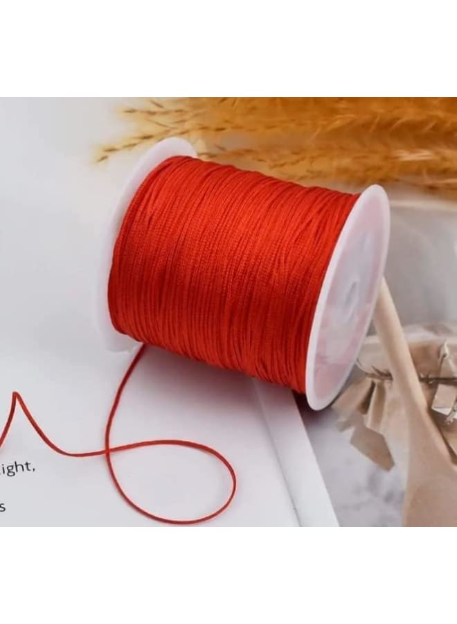 100 متر × 0.8 مم من النايلون بعقدة صينية حبل راتيل مكرامية شامبالا خيط مطرز بعقدة صينية مضفرة (أحمر)