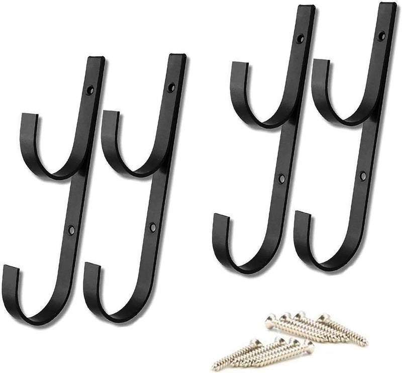 WWD POOL Swimming Pool Aluminum Pole Hanger Set, Black, 2-Pack (4 Hooks), for Telescoping Poles, Leaf Rakes, Skimmers, Nets, Brushes, Vacuum Hoses (2 Pair [ Black ]) - Image 1