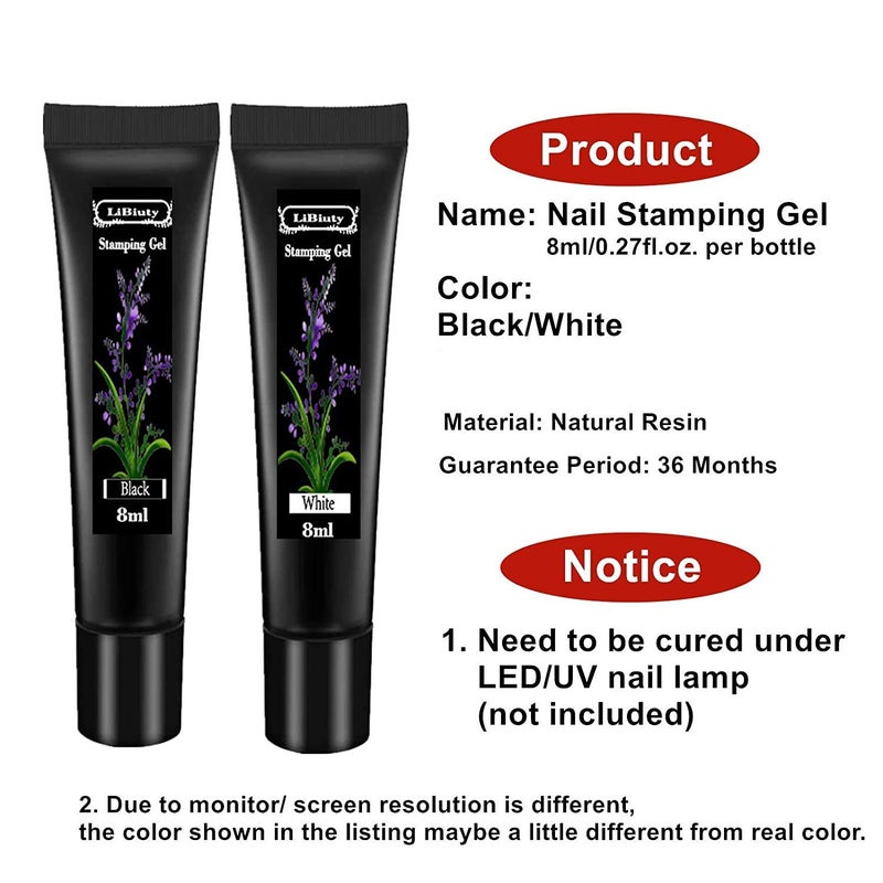 LiBiuty Nail Stamping Gel Polish Set 8Pcs Nail Art Stamping Gel 8ml Printing for Nail Plate Nail Template Stamping - Image 2