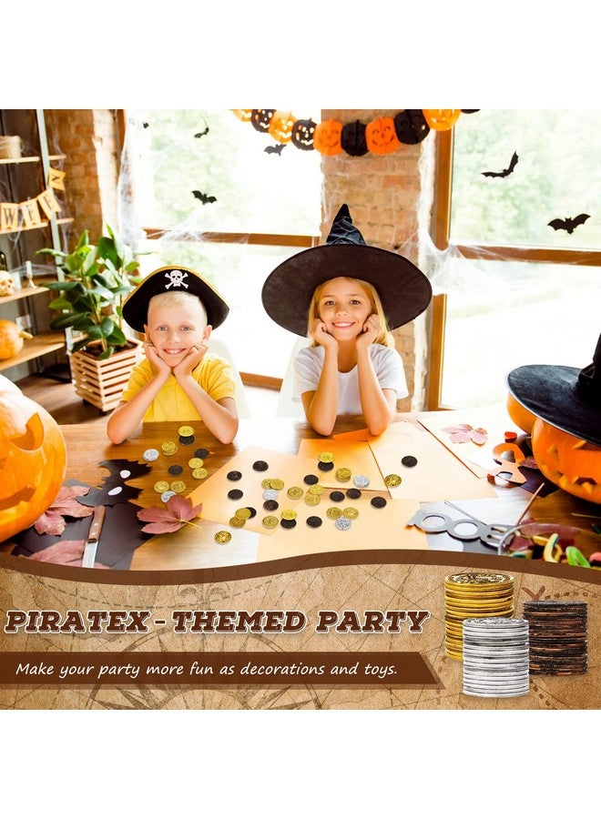 Charniol 300 Pcs Plastic Gold Coins Pirate Coins Kids Fake Play Coins Replica Spanish Doubloons for Pirate Party Treasure Chest Games Tokens Toys Cosplay Halloween, Gold, Silver, Bronze (Round) - Image 5