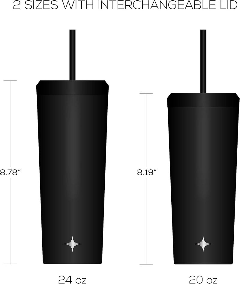 JoyJolt Vacuum Insulated 24 oz Tumbler with Lid and Straw (2 Each) Vacuum Double Wall Stainless Steel Tumbler, Copper Lined for 12Hr Hold/Cold Drinks. Leakproof Water Bottle, Tea or Iced Coffee Cup - Image 2