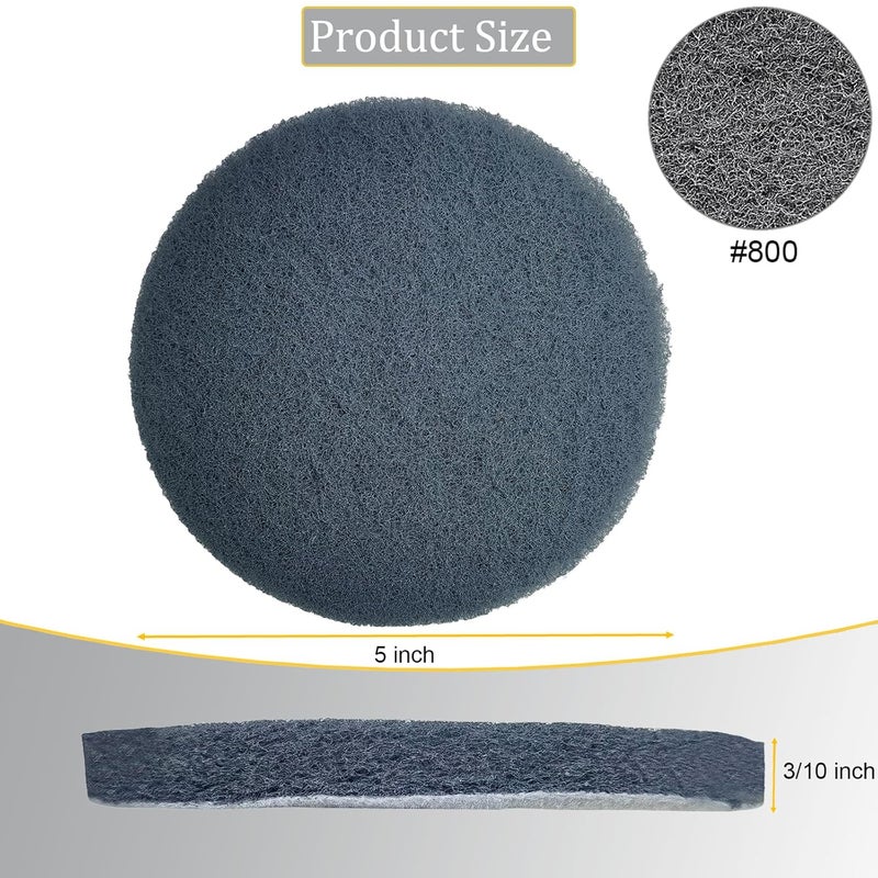 Tonmp 10 Pack 5 Inch 800 Grits Multipurpose Scrubber Scouring Pads Hoop and Loop Flocking Scuff Pads -Scuff Pads Conditioning Discs Polishing Pad for Furniture Automotive Cleaning, Rust Removal - Image 2