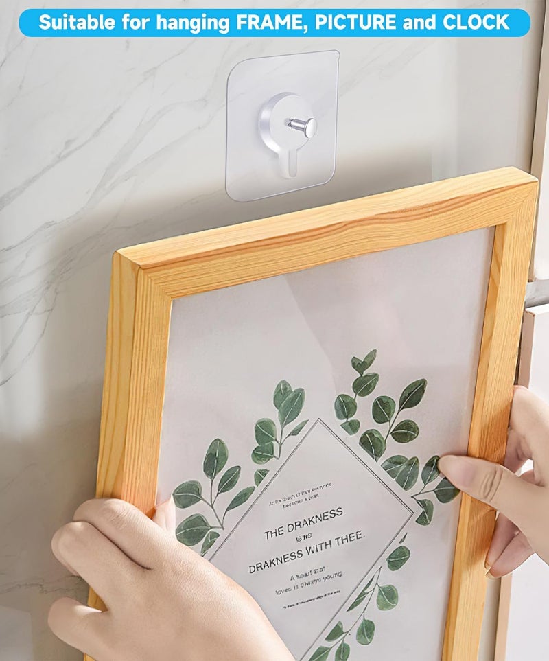ZUNBELLA 25 Pcs Adhesive Photo Frame Hooks HeavyDuty Transparent Hook for Wall Hanging NailFree NoDrill for Photo Frames Wall Clocks Kitchen Accessories Strong Wall Clips for Secure Hanging - Image 3