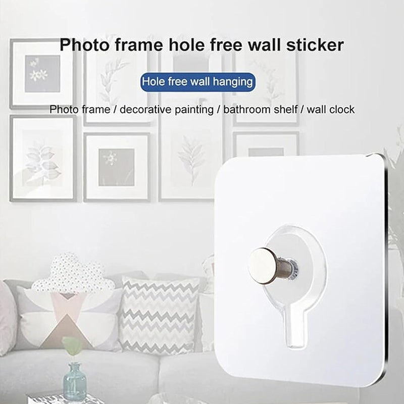 ZUNBELLA 25 Pcs Adhesive Photo Frame Hooks HeavyDuty Transparent Hook for Wall Hanging NailFree NoDrill for Photo Frames Wall Clocks Kitchen Accessories Strong Wall Clips for Secure Hanging - Image 5