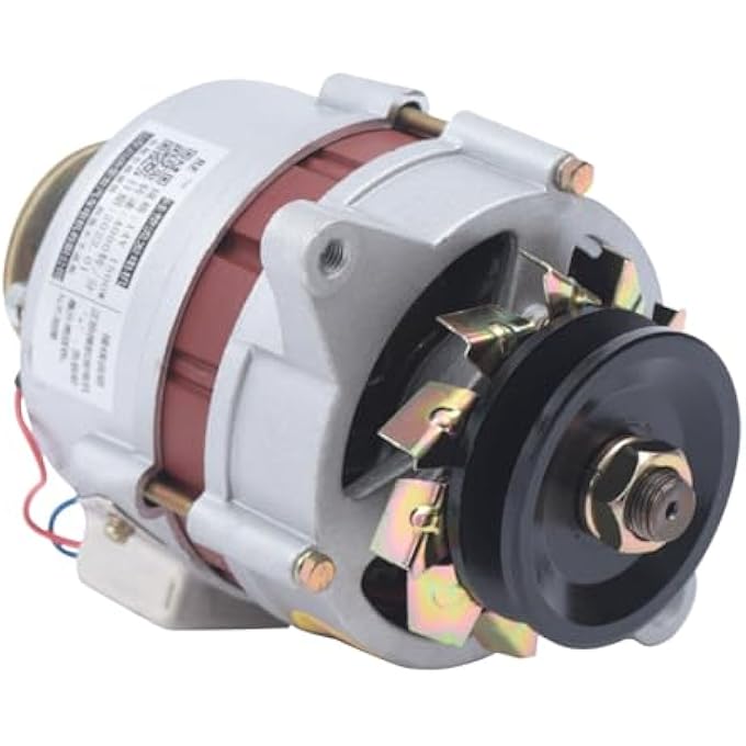 OLONETO 1500W 14V/28V Pure Copper Permanent Magnet Synchronous Generator Permanent Magnet Alternator Agricultural Vehicle Three-wheel Four-wheel Tractor Silicon Rectifier Generator (Color : Double head, Siz - Image 1