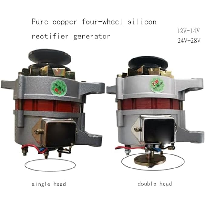 OLONETO 1500W 14V/28V Pure Copper Permanent Magnet Synchronous Generator Permanent Magnet Alternator Agricultural Vehicle Three-wheel Four-wheel Tractor Silicon Rectifier Generator (Color : Double head, Siz - Image 3