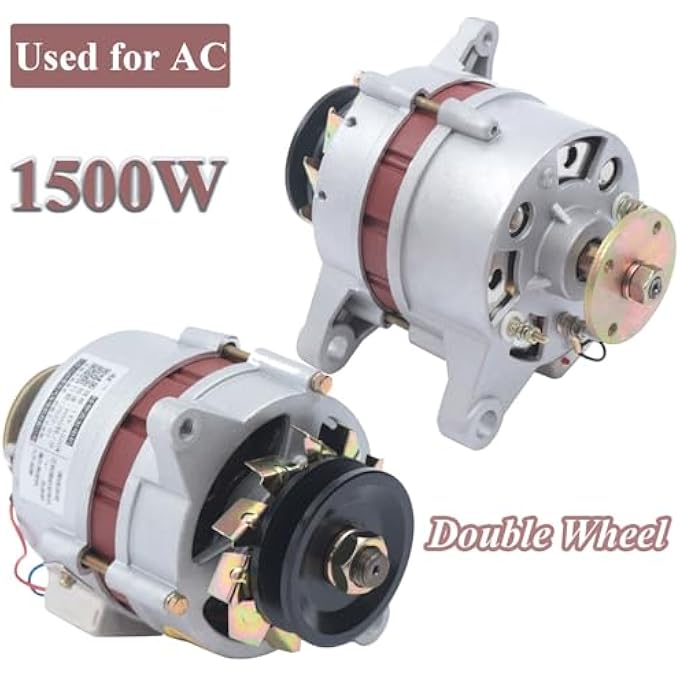 OLONETO 1500W 14V/28V Pure Copper Permanent Magnet Synchronous Generator Permanent Magnet Alternator Agricultural Vehicle Three-wheel Four-wheel Tractor Silicon Rectifier Generator (Color : Double head, Siz - Image 2