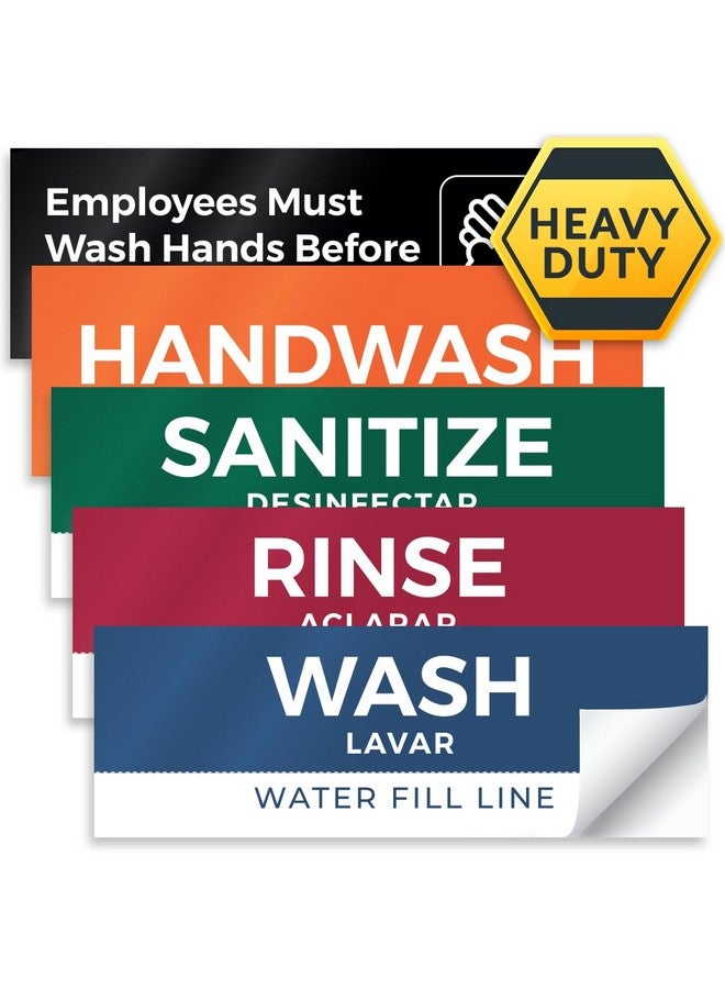 Pixelverse Design 5 Pack Wash Rinse Sanitize Sink Labels Waterproof Sticker Signs 3 Compartment Sink Labels Restaurant Supplies Food Truck Supplies Dishwashing Sign Wash Station - Image 1