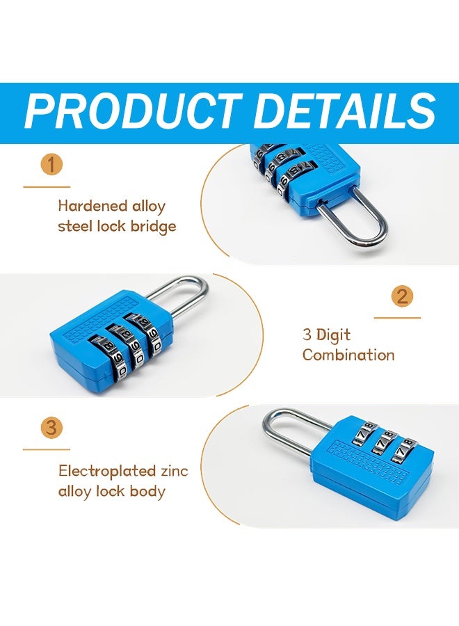 4 Packs Luggage Locks Password Travel Lock 3 Digit Sliding Colour Combination Padlocks for Travel Bag Suitcases Backpacks Storage Cabinets (4 Colors) - Image 3