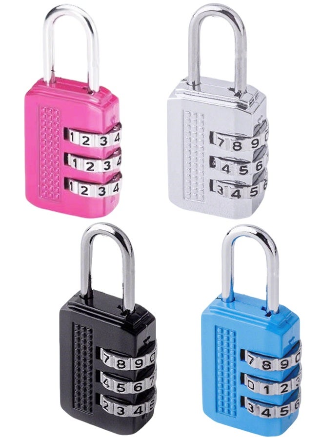 4 Packs Luggage Locks Password Travel Lock 3 Digit Sliding Colour Combination Padlocks for Travel Bag Suitcases Backpacks Storage Cabinets (4 Colors) - Image 1