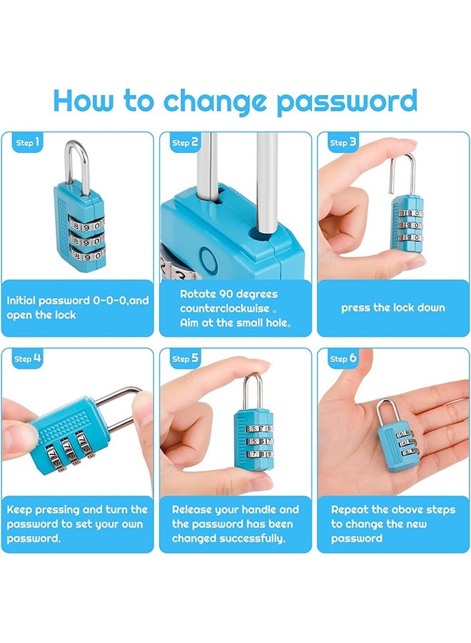 4 Packs Luggage Locks Password Travel Lock 3 Digit Sliding Colour Combination Padlocks for Travel Bag Suitcases Backpacks Storage Cabinets (4 Colors) - Image 4