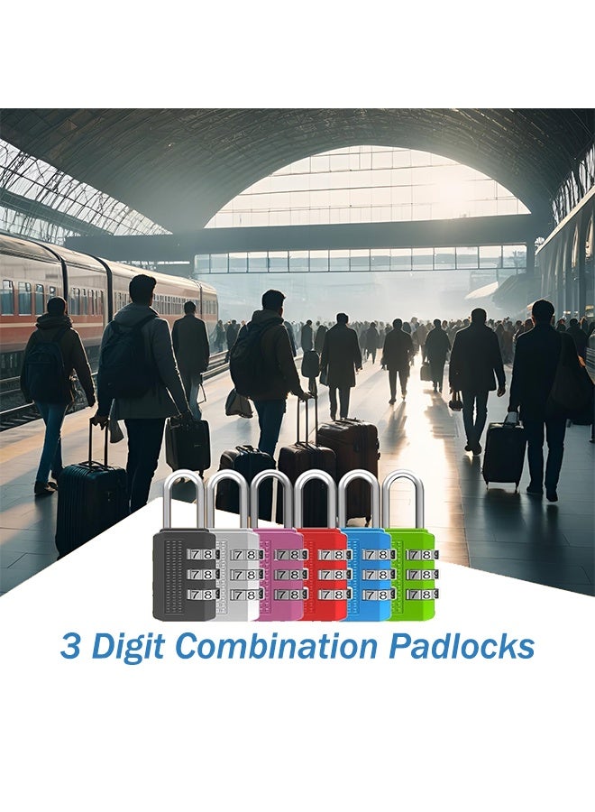 4 Packs Luggage Locks Password Travel Lock 3 Digit Sliding Colour Combination Padlocks for Travel Bag Suitcases Backpacks Storage Cabinets (4 Colors) - Image 5