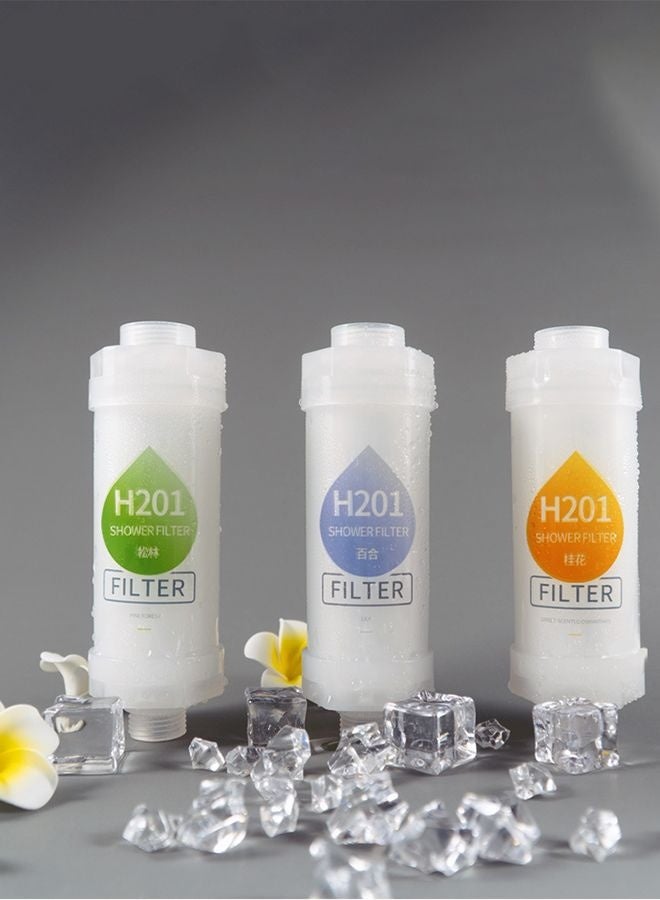 هومستر فلتر الدش ثلاثي الأحزمة، فلتر الدش لإزالة الصدأ، العلاج بالعطر الصخري منعّم المياه الصلد فلتر الدش الكلور والفلورايد، تركيب سهل لفلتر رأس الدش الشامل (زنبقة + غابة الصنبور + الأوسمانثوس) - Image 1