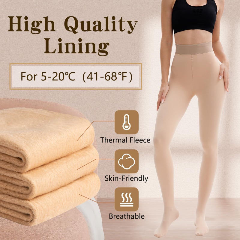 HONGTEYA Fleece Lined Tights Women Winter Thermal Leggings Pantyhose Fake Translucent Thick Warm Sheer Tights - Image 2