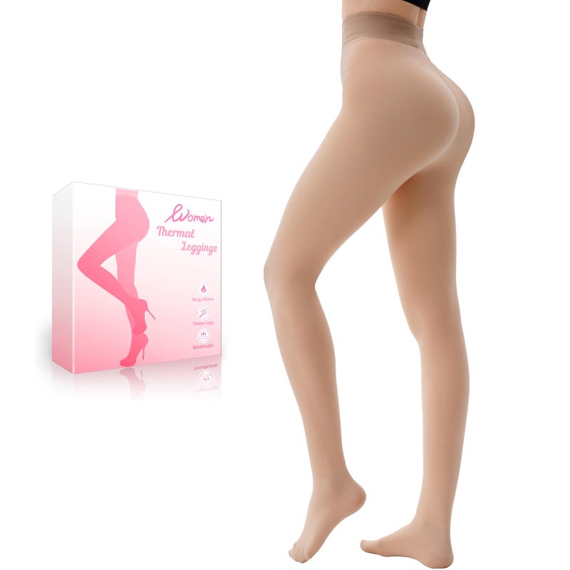 HONGTEYA Fleece Lined Tights Women Winter Thermal Leggings Pantyhose Fake Translucent Thick Warm Sheer Tights - Image 1