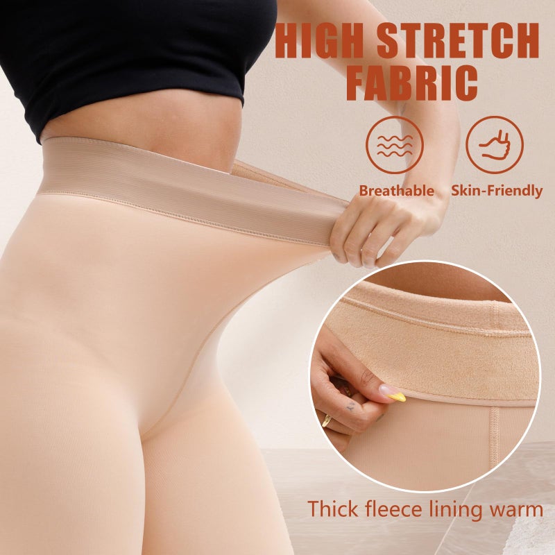 HONGTEYA Fleece Lined Tights Women Winter Thermal Leggings Pantyhose Fake Translucent Thick Warm Sheer Tights - Image 5