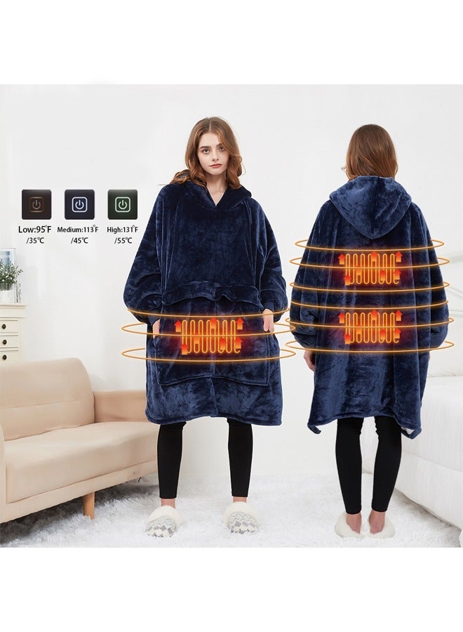 general USB Heated Wearable Blanket Oversized Wearable Blanket Hoodie Battery Heated Blanket One Size Fits All Women and Men - Image 3