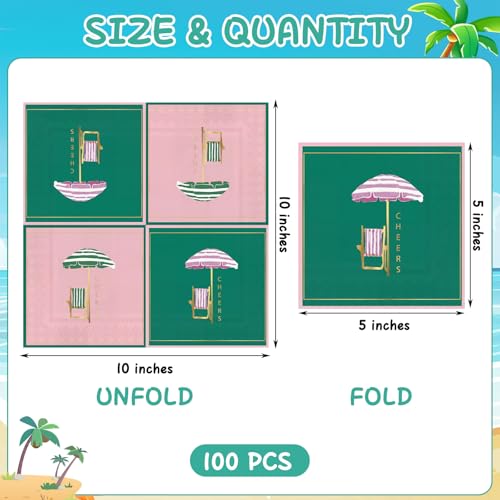 LemonSecret 100 PCS Palm Beach Party Napkins Bulk - Disposable Umbrella Cheers Paper Cocktail Napkin for Spring Summer Bachelorette Bridal Shower Birthday - Image 2