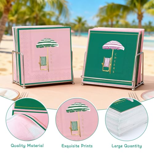 LemonSecret 100 PCS Palm Beach Party Napkins Bulk - Disposable Umbrella Cheers Paper Cocktail Napkin for Spring Summer Bachelorette Bridal Shower Birthday - Image 3