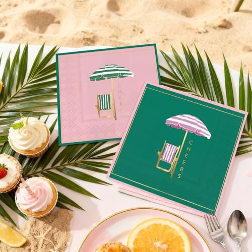 LemonSecret 100 PCS Palm Beach Party Napkins Bulk - Disposable Umbrella Cheers Paper Cocktail Napkin for Spring Summer Bachelorette Bridal Shower Birthday - Image 4