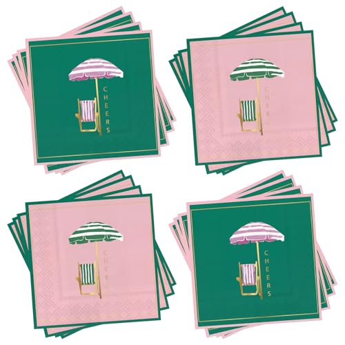 LemonSecret 100 PCS Palm Beach Party Napkins Bulk - Disposable Umbrella Cheers Paper Cocktail Napkin for Spring Summer Bachelorette Bridal Shower Birthday - Image 1