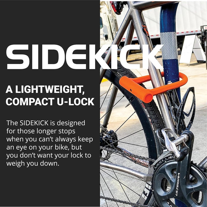 OTTOLOCK Sidekick Compact U-Lock - Heavy Duty Anti Theft Bicycle U-Lock with Keys, Silicone-Coated, Bike Accessories, Orange - Image 2
