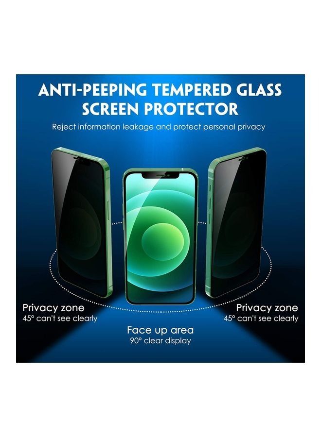 2-Piece Tempered Glass Privacy Screen Protector For iPhone 12 Pro Max Black - Image 2