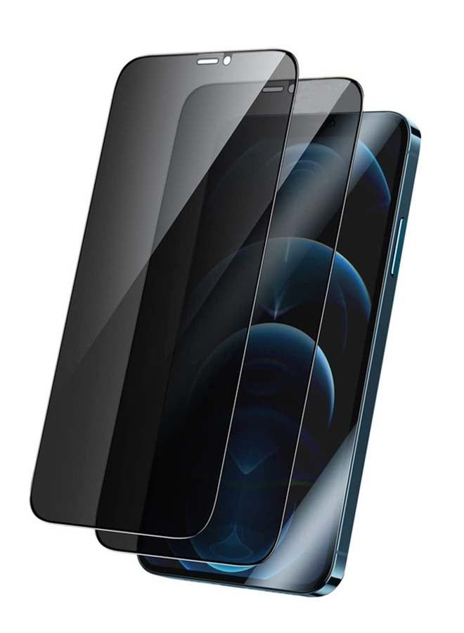 2-Piece Tempered Glass Privacy Screen Protector For iPhone 12 Pro Max Black - Image 1
