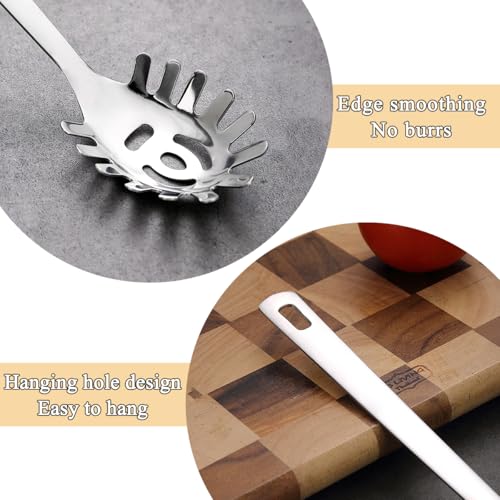 ReaNea Spaghetti Spoon, ReaNea Pasta Server, Stainless Steel Pasta Spoon with Teeth, One-Piece Metal Pasta Fork, Noddle Fork Kitchen Utensils, Heat Resistant, Dishwasher Safe, Easy to Clean - Image 5