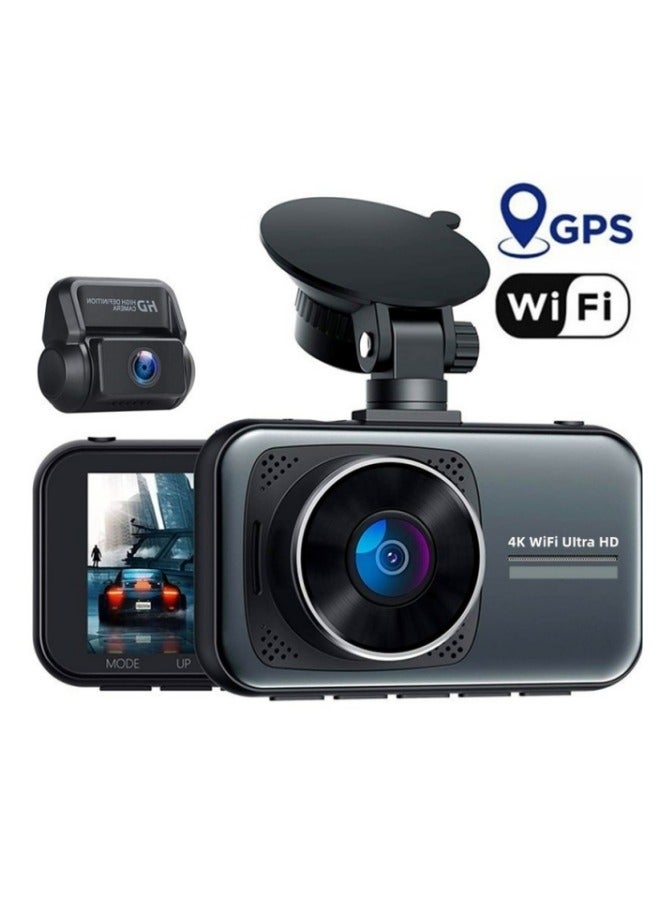 MODE Dash Cam Front and Rear Dual Dash Cam 3 inch Dashboard Camera Full HD 170° Wide Angle Backup Camera with WIFI & Night Vision WDR G-Sensor Parking Monitor Loop Recording Motion Detection - Image 1