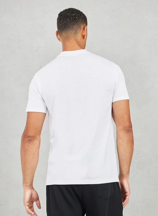 Styli Badge Detail Mock Neck Regular Fit T-Shirt